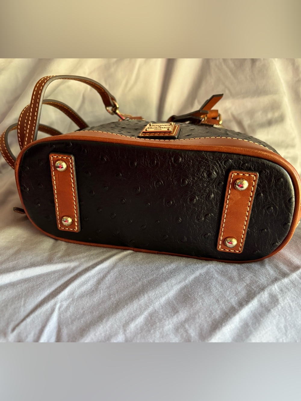 Dooney & Bourke Ostrich Bitsy Bag Satchel-black - Picture 5 of 13